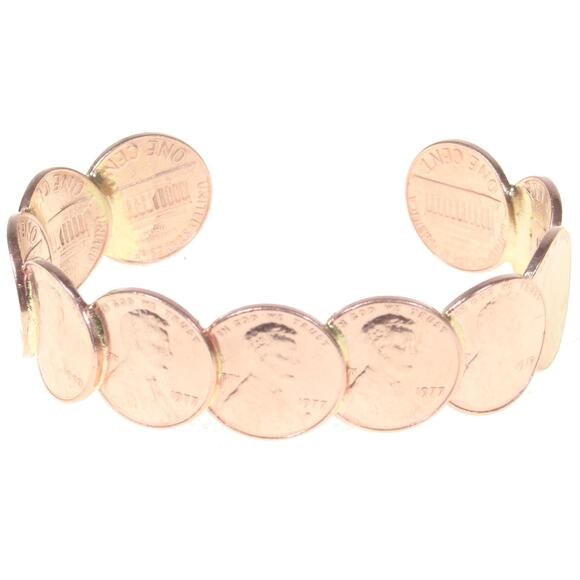 WHOLESALE Lot of 12 assorted REAL COPPER Lincoln Penny Bracelets - Free Shipping - Picture 2 of 8